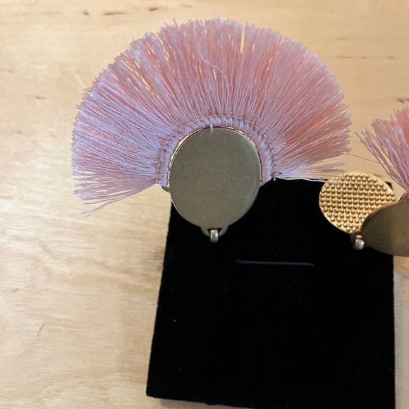 Gold and Pink Statement Earrings with Tassel Fringe - Picture 5 of 9